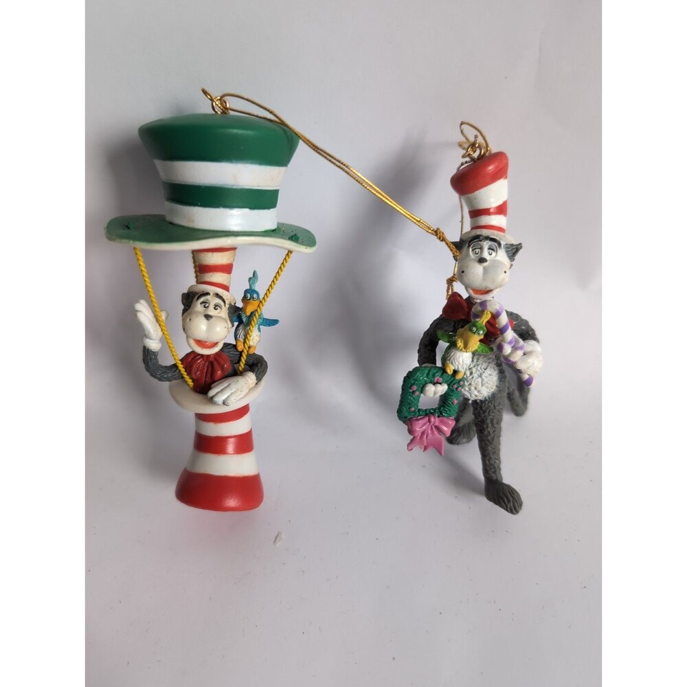 Enesco Dr Seuss Cat in The Hat Christmas Ornaments Wreath Candy Cane Hot Air 2